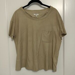 Joie Rancher Tan 100% Goat Leather Pocket Tee Size Small